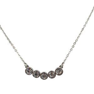 LIA SOPHIA Cumulus Silver Tone Bezel Set Crystals Necklace Dainty Elegant Prom